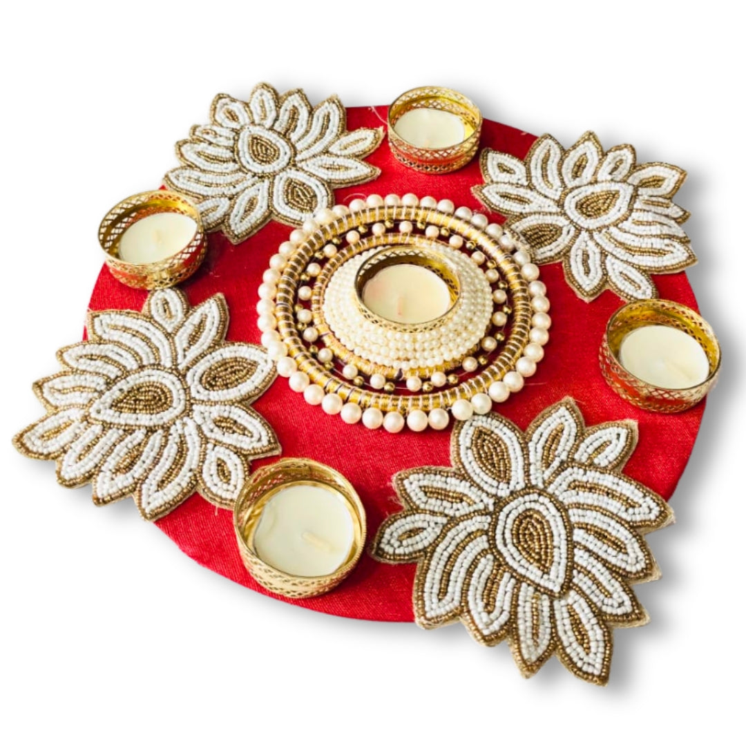 Red & White Lotus Rangoli