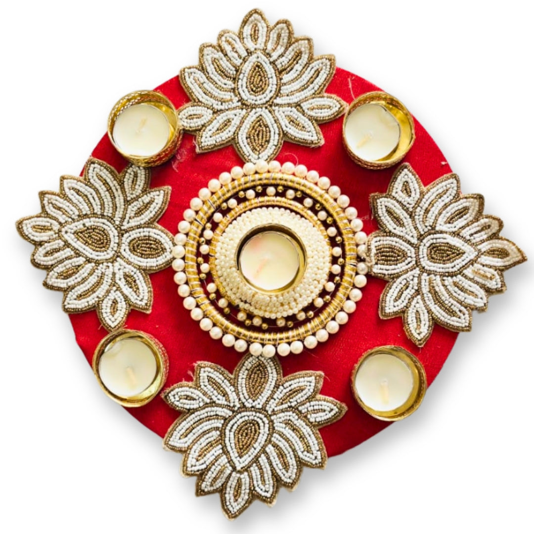 Red & White Lotus Rangoli
