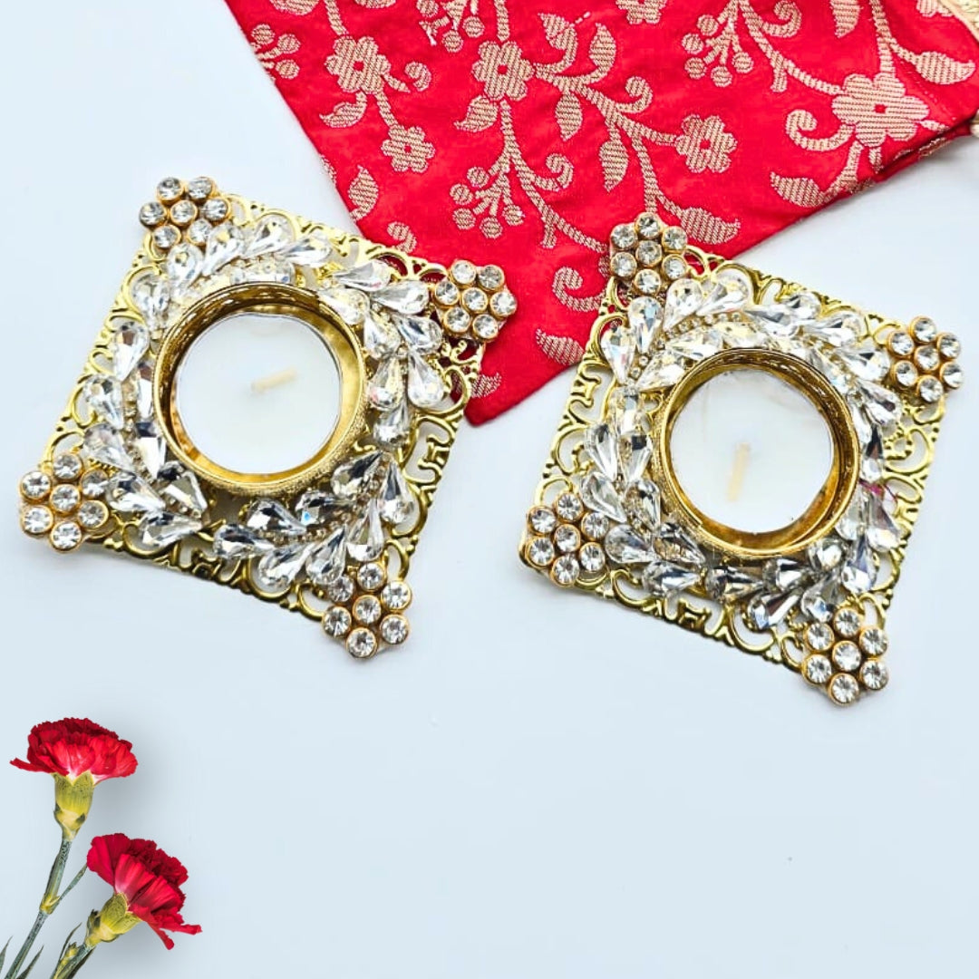 Crystal T Lights Pair
