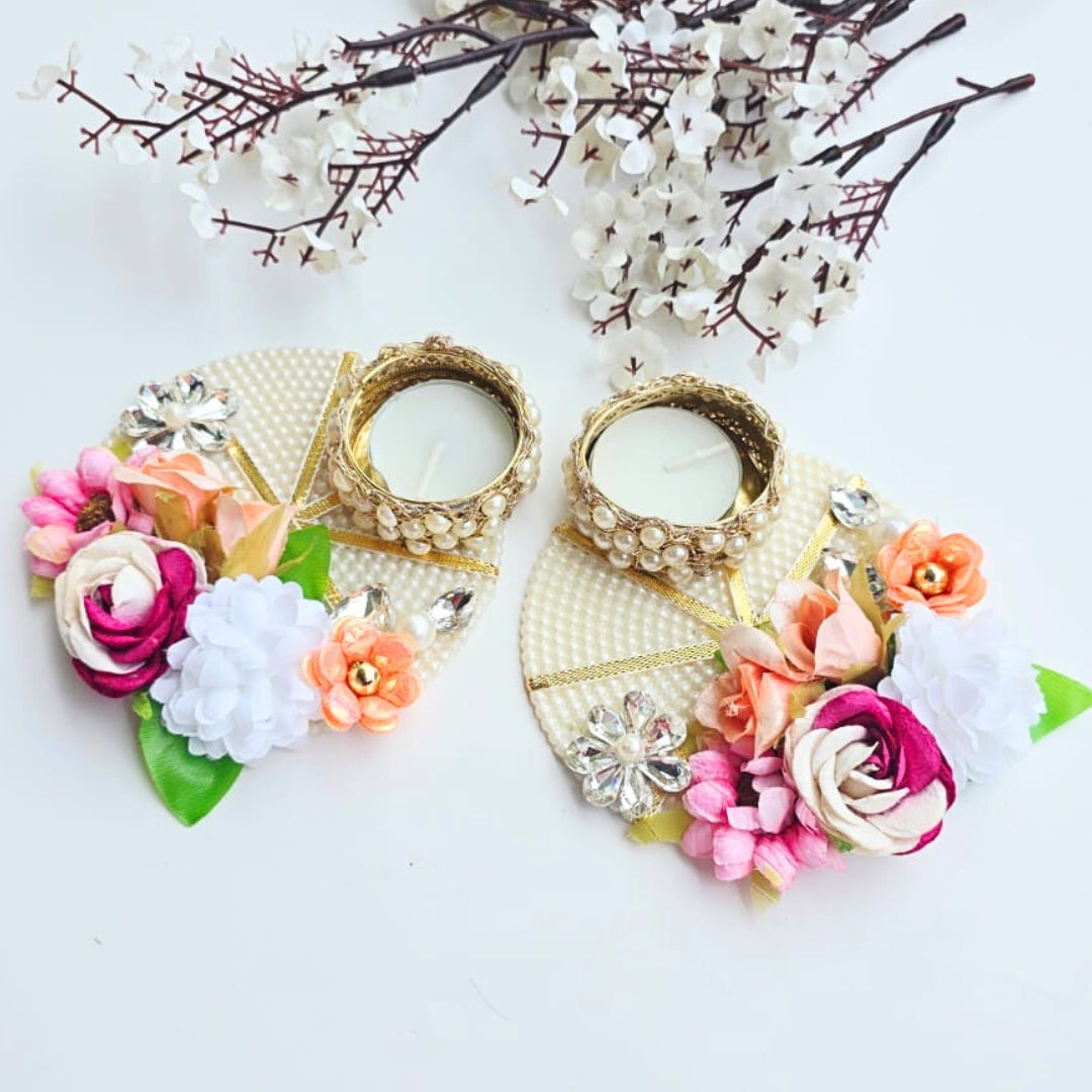 Flower & Beads T Light Pair