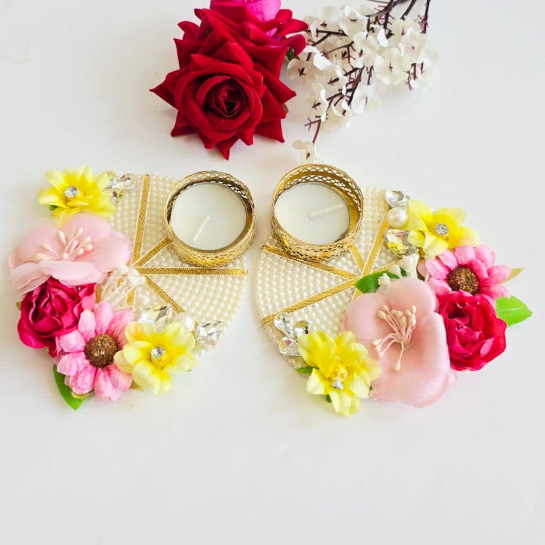 Flower & Beads T Light Pair