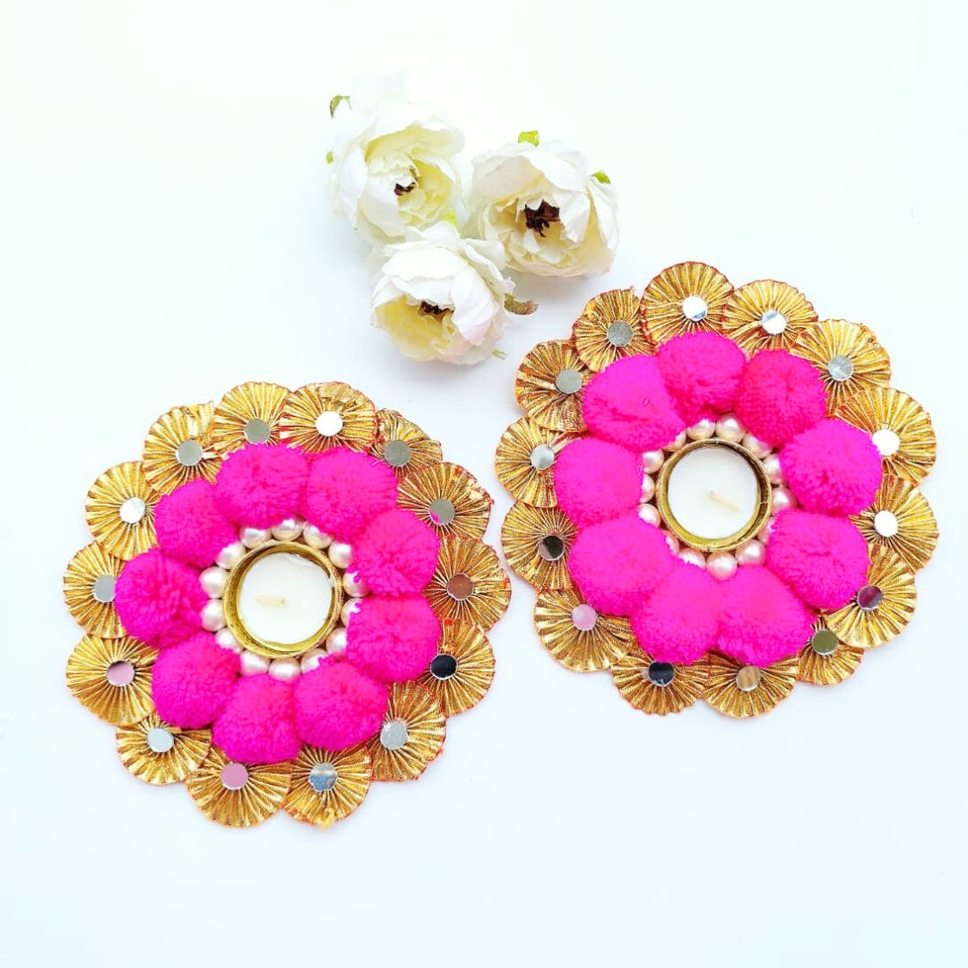 Pompom T lights Pair