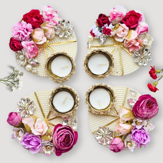 Flower & Beads T Light Pair