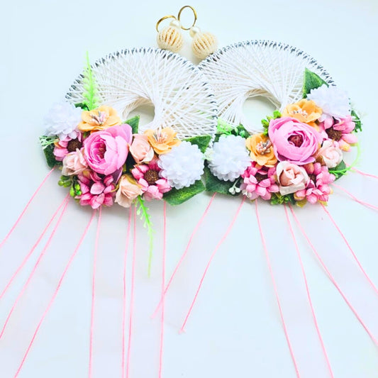 White Floral Hangings Pair