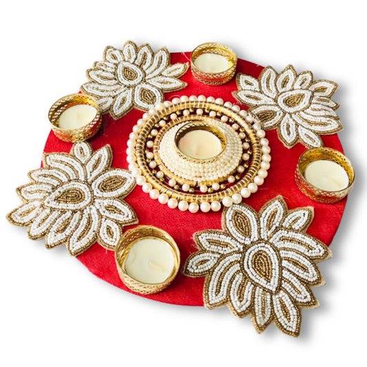 Red & White Lotus Rangoli