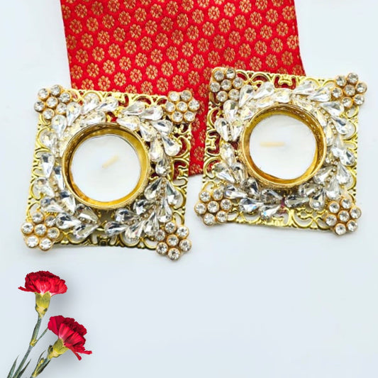 Crystal T Lights Pair