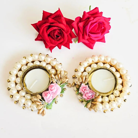Beaded T Lights Pair