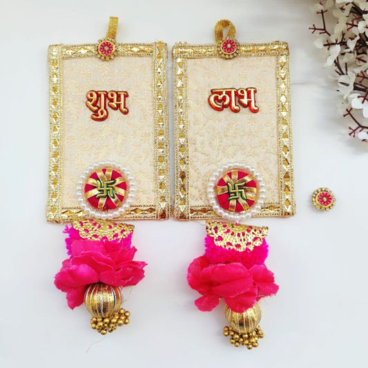 Brocade Shubh Labh with flower