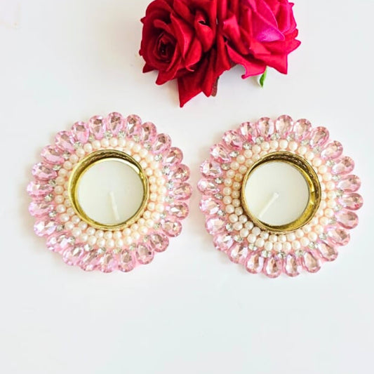 Crystal T Lights Pair